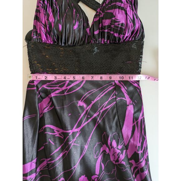 Flirt Maggie Sottero Prom Dress Beaded Floral Formal Sexy Purple Black Size 2 - Picture 13 of 13